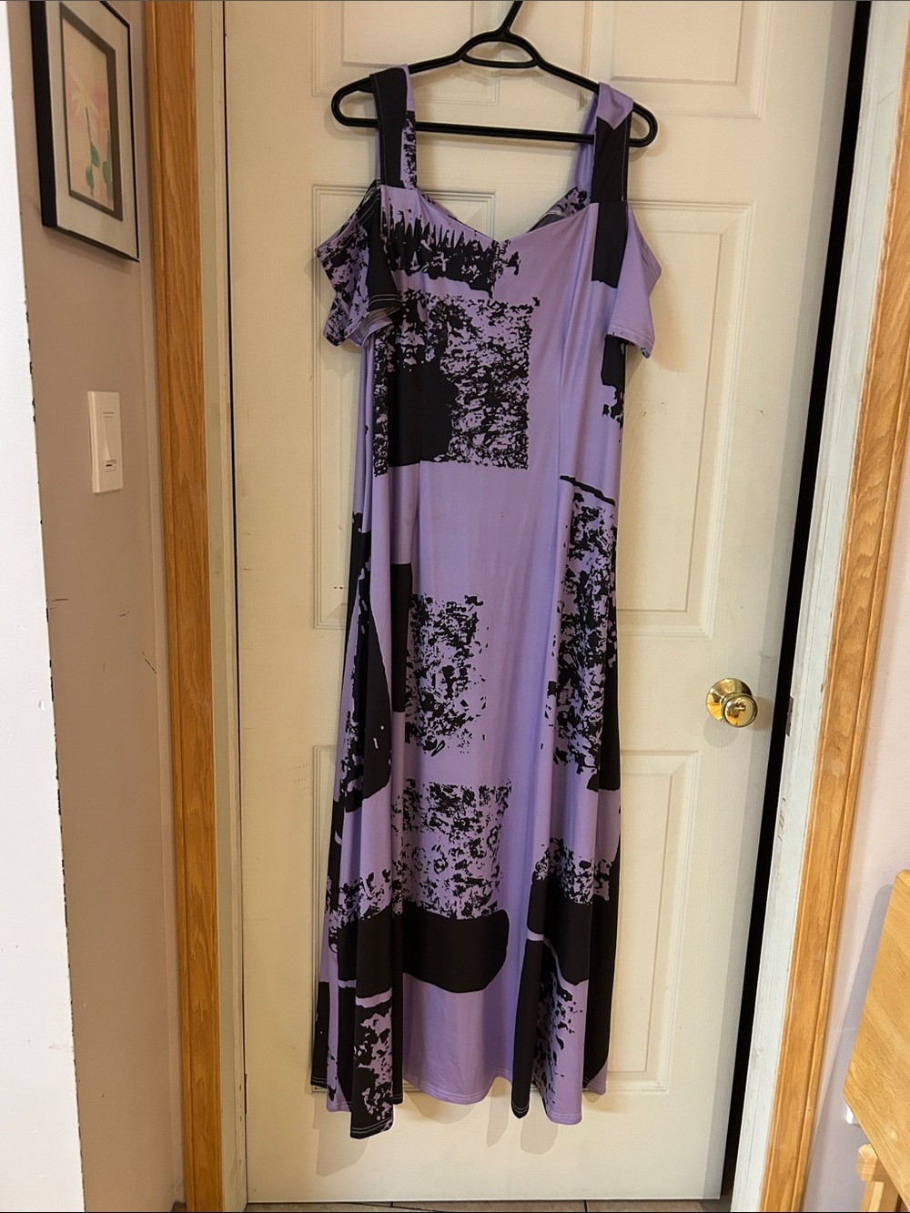 Emery Rose Plus Graphic Print Cold Shoulder Dress Maxi Women Outfit Size 3x